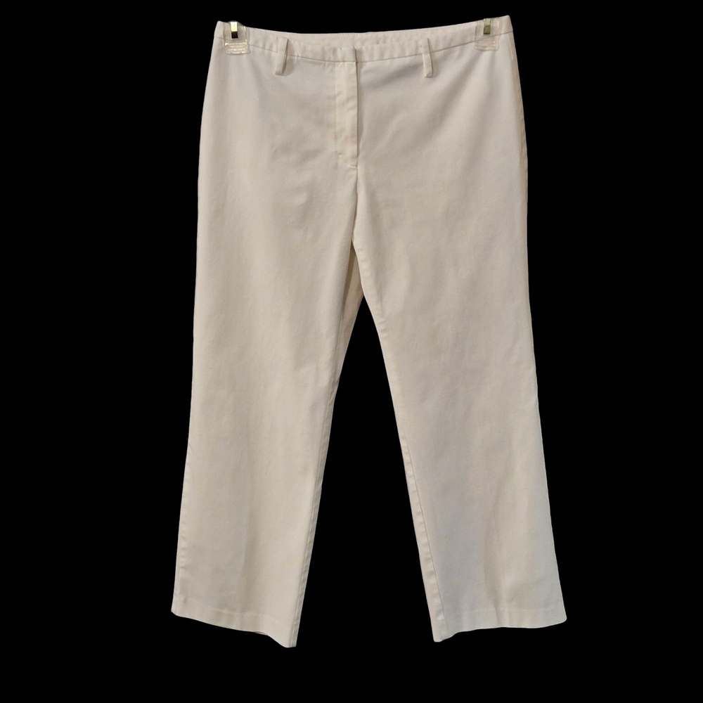 Express White Stretch Flat Front Cropped Pants Women's 5/6 (29" waist) 2 Pockets
